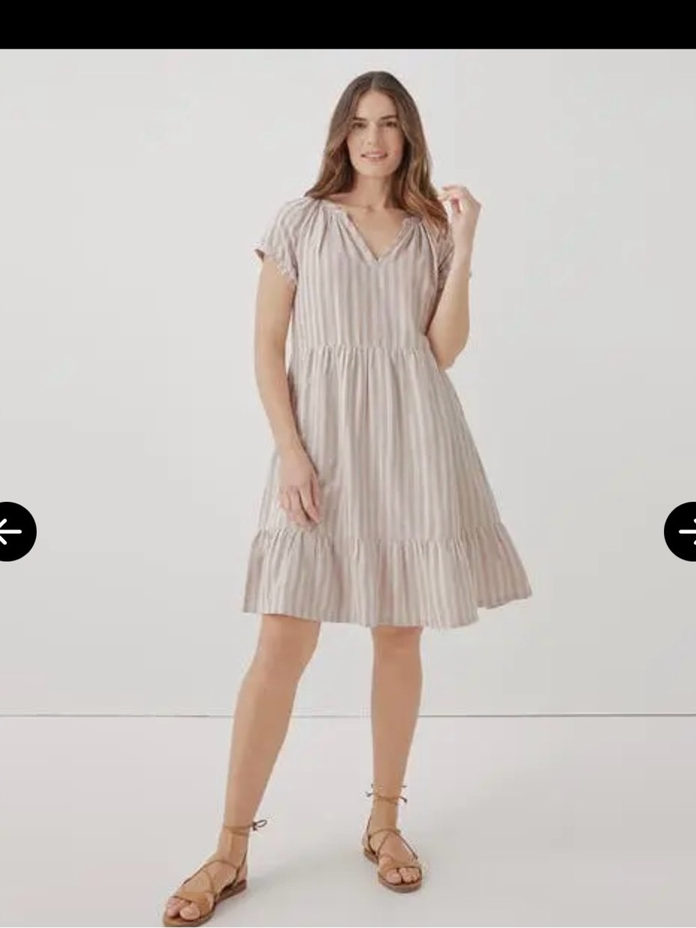 Pact Organic Cotton Coastal Double Gauze Beige Stripe Summer Dress XL